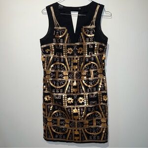 Black and Gold Sequin Dress